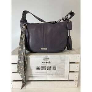 COACH F23960 PURPLE -GRAY PEBBLED LEATHER HOBO BAG
